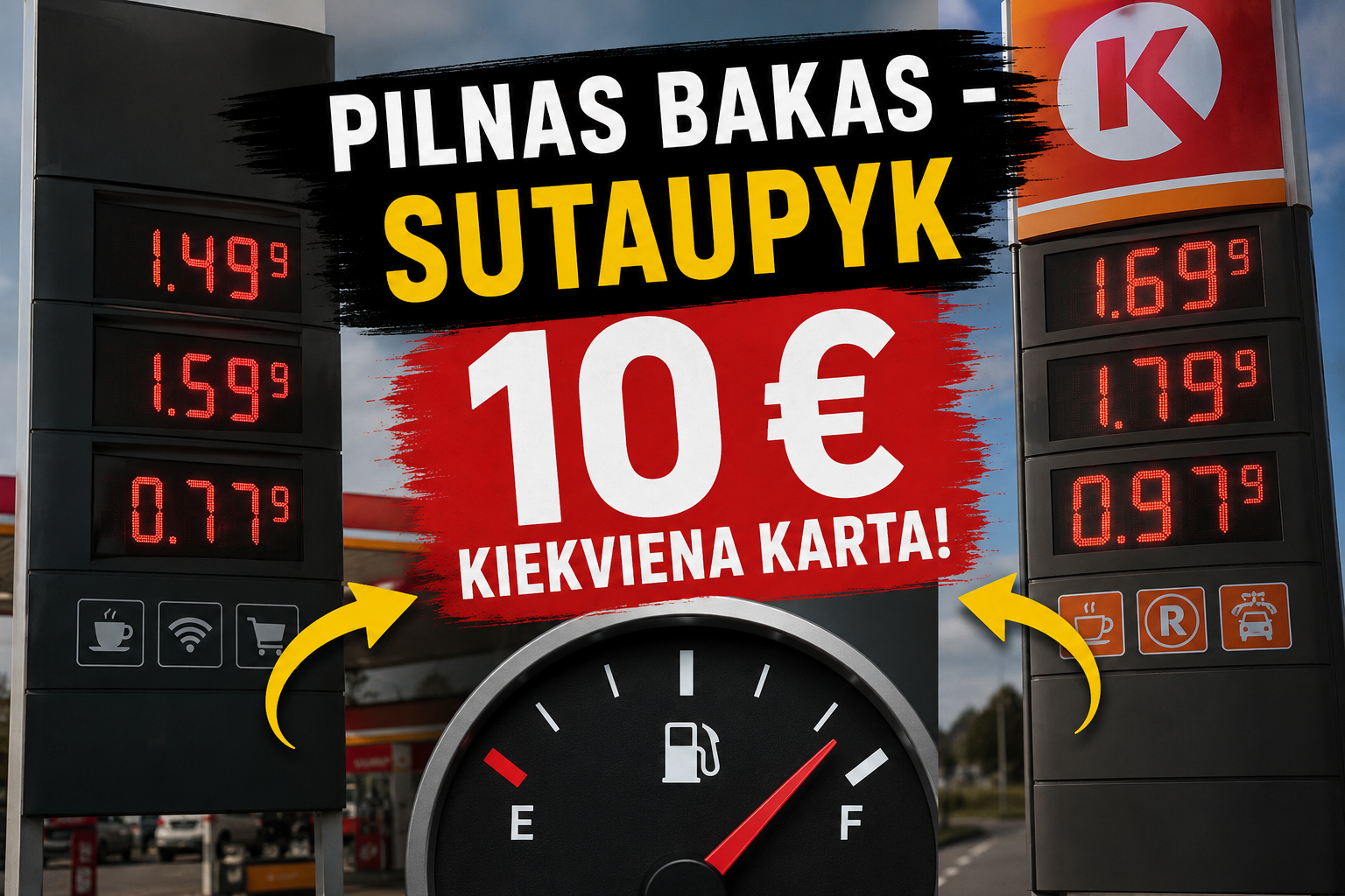 Kuro kainų palyginimas degalinėje – kaip sutaupyti iki 10 eurų pilant pilną baką